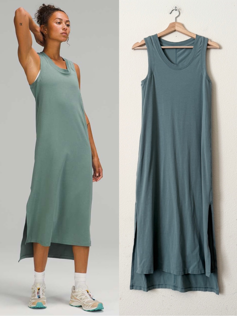 Lululemon SIZE 4(?) All Yours tank slit hem midi dress in Tidewater Teal